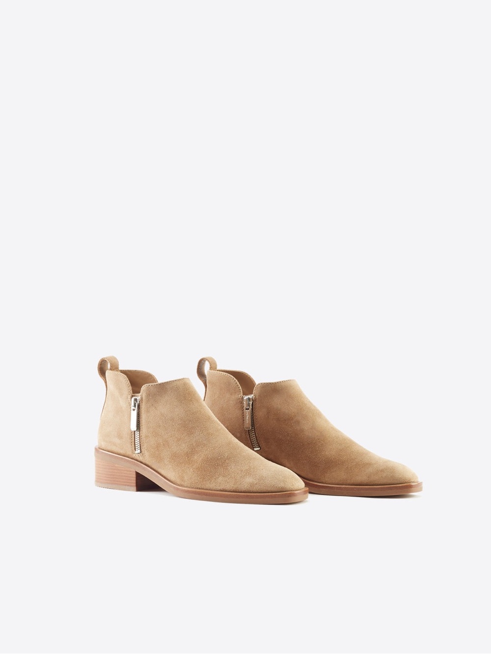 3.1 Phillip Lim Alexa Tan Suede Side-Zip Ankle Booties